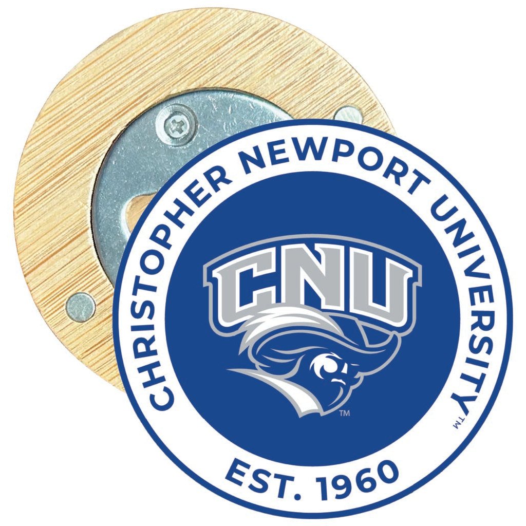 Christopher Newport Captains Round Wood Magnetic Bottle Opener 2.5" Officially Licensed Collegiate Product Image 1