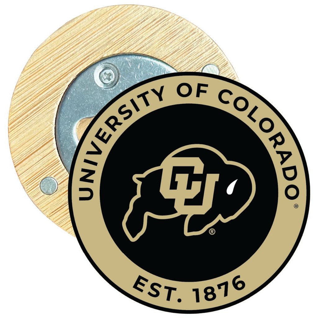 Colorado Buffaloes Round Wood Magnetic Bottle Opener 2.5" Officially Licensed Collegiate Product Image 1