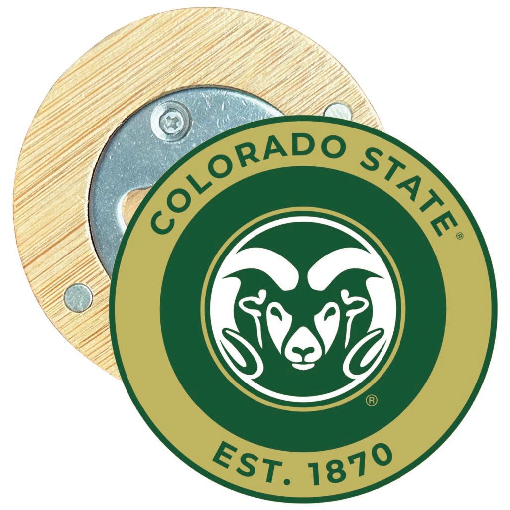 Colorado State Rams Round Wood Magnetic Bottle Opener 2.5" Officially Licensed Collegiate Product Image 1