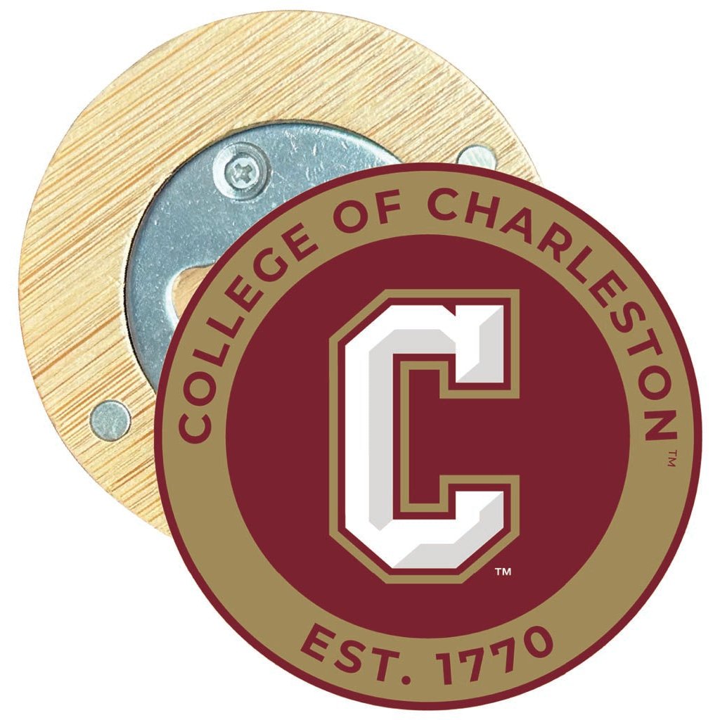 College of Charleston Round Wood Magnetic Bottle Opener 2.5" Officially Licensed Collegiate Product Image 1