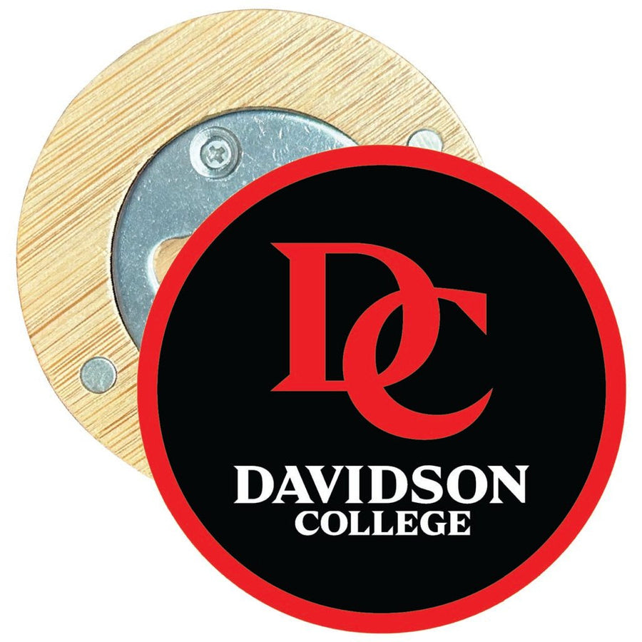 Davidson College Round Wood Magnetic Bottle Opener 2.5" Officially Licensed Collegiate Product Image 1