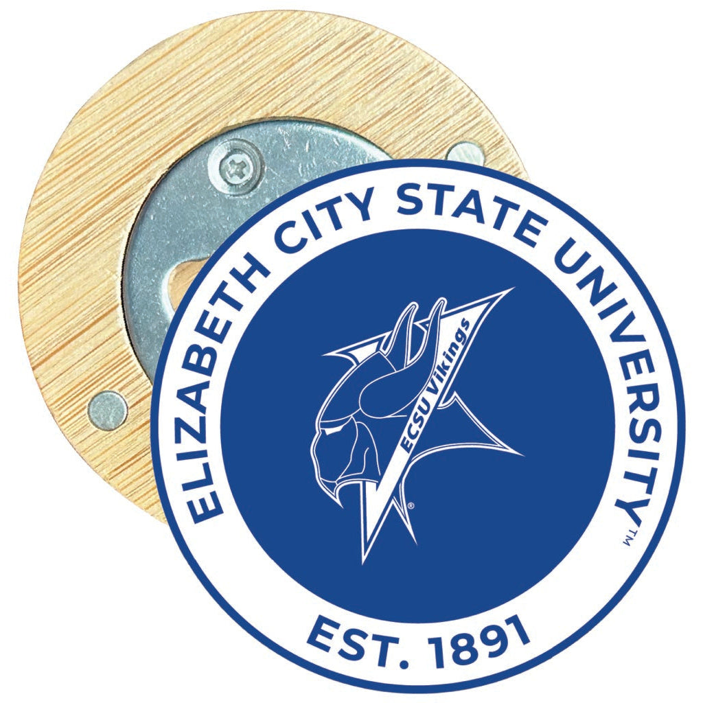 Elizabeth City State University Round Wood Magnetic Bottle Opener 2.5" Officially Licensed Collegiate Product Image 1