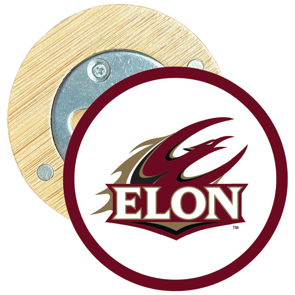 Elon University Round Wood Magnetic Bottle Opener 2.5" Officially Licensed Collegiate Product Image 1