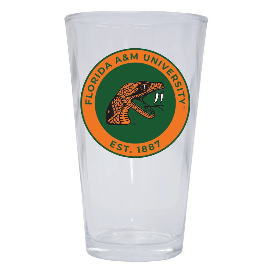 Florida AandM Rattlers 16 oz Pint Glass Circle Design Officially Licensed Collegiate Product Image 1