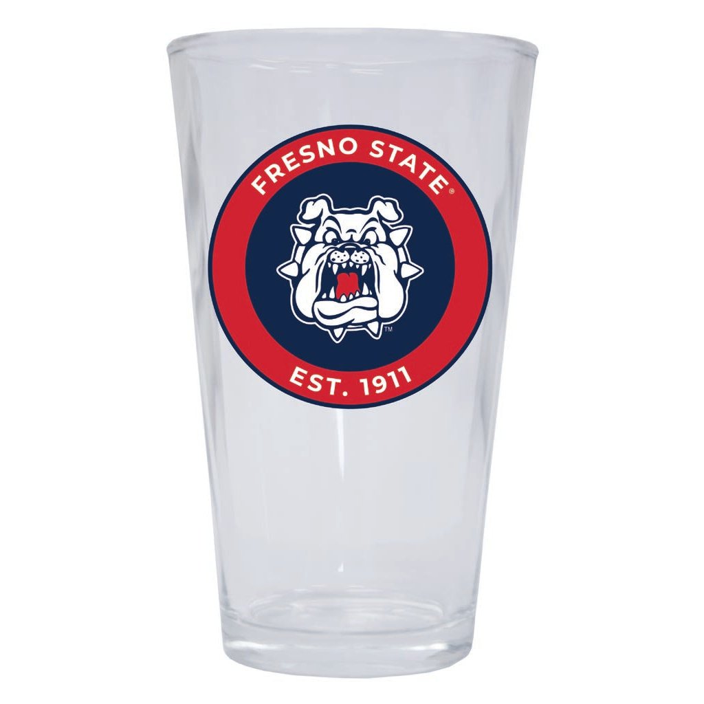 Fresno State Bulldogs 16 oz Pint Glass Circle Design Officially Licensed Collegiate Product Image 1