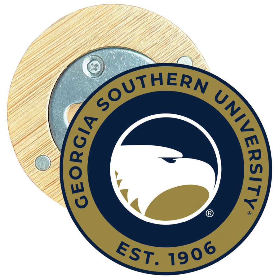 Georgia Southern Eagles Round Wood Magnetic Bottle Opener 2.5" Officially Licensed Collegiate Product Image 1