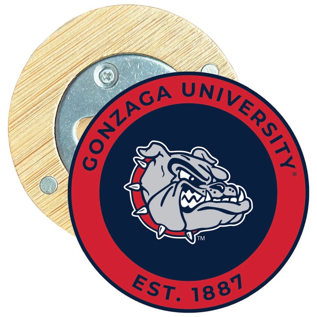 Gonzaga Bulldogs Round Wood Magnetic Bottle Opener 2.5" Officially Licensed Collegiate Product Image 1