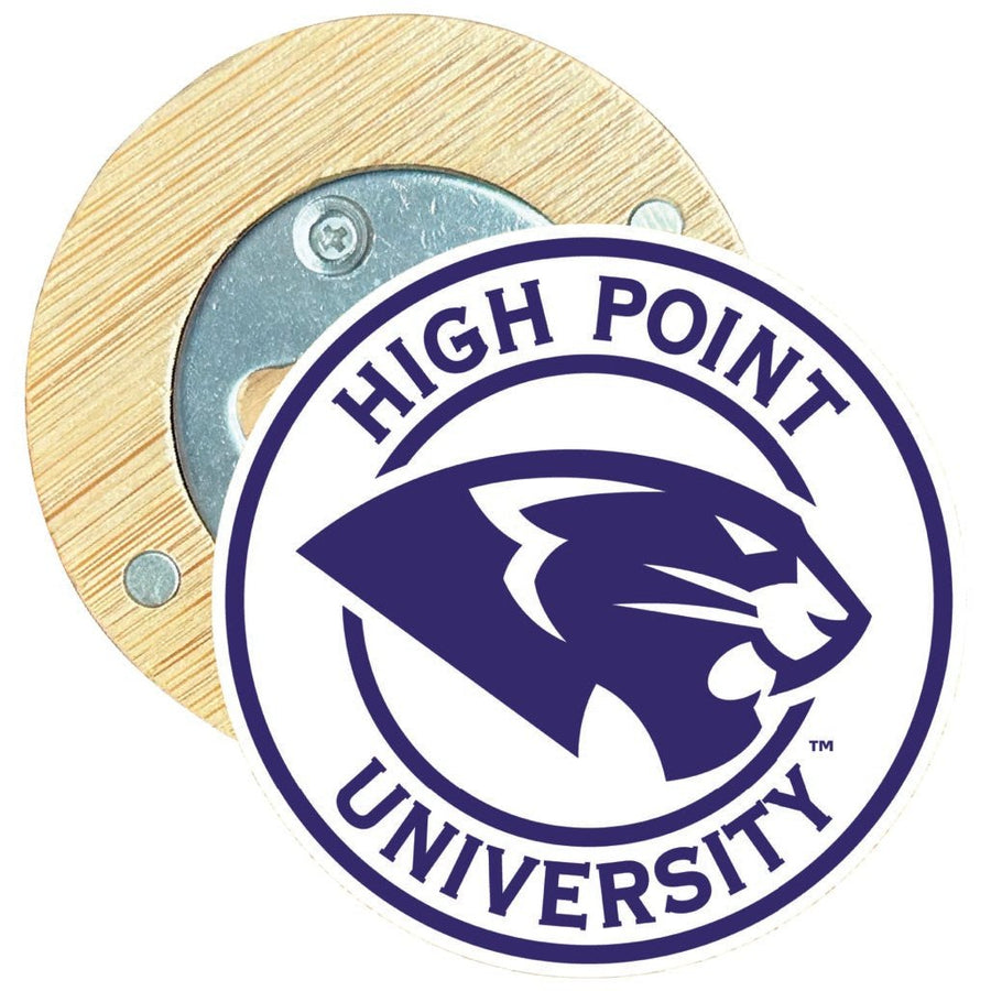 High Point University Round Wood Magnetic Bottle Opener 2.5" Officially Licensed Collegiate Product Image 1