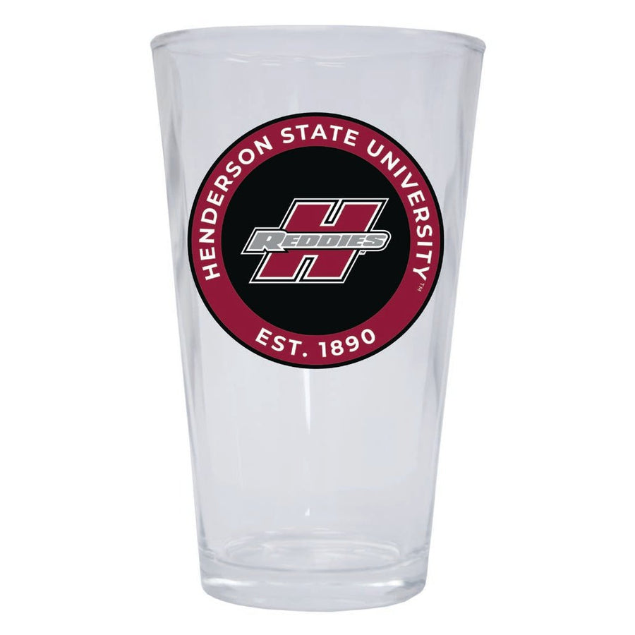 Henderson State Reddies 16 oz Pint Glass Circle Design Officially Licensed Collegiate Product Image 1