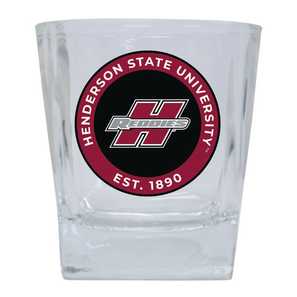 Henderson State Reddies 10 oz Whiskey Rocks Glass Circle Design Officially Licensed Collegiate Product Image 1