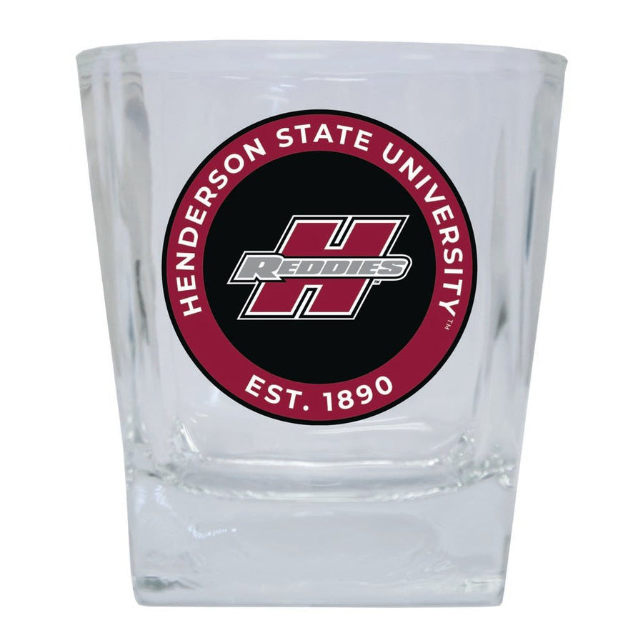 Henderson State Reddies 10 oz Whiskey Rocks Glass Circle Design Officially Licensed Collegiate Product Image 1