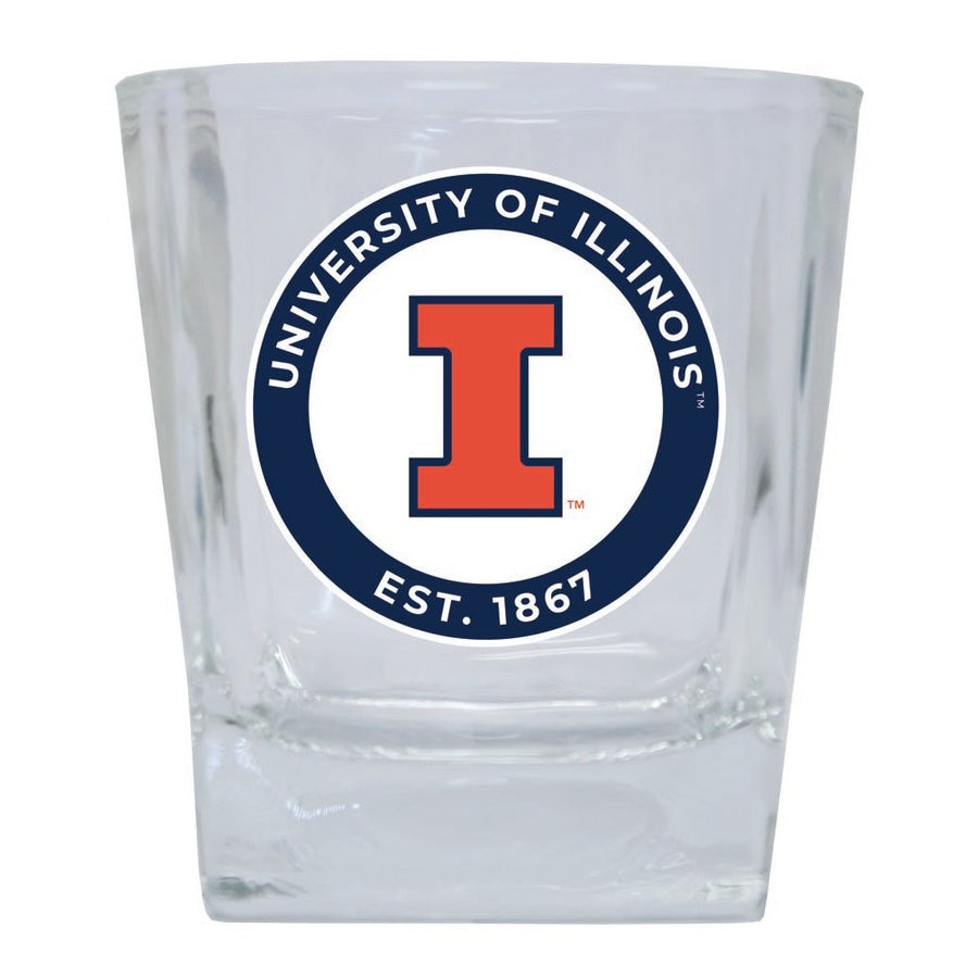 Illinois Fighting Illini 10 oz Whiskey Rocks Glass Circle Design Officially Licensed Collegiate Product Image 1