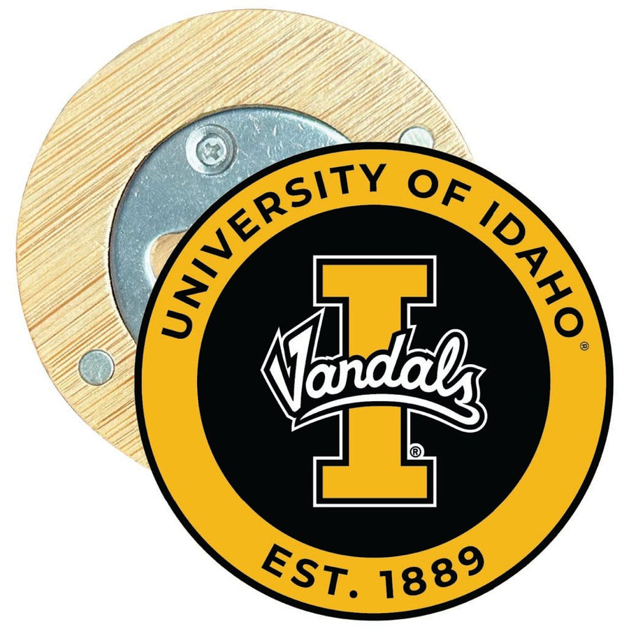 Idaho Vandals Round Wood Magnetic Bottle Opener 2.5" Officially Licensed Collegiate Product Image 1