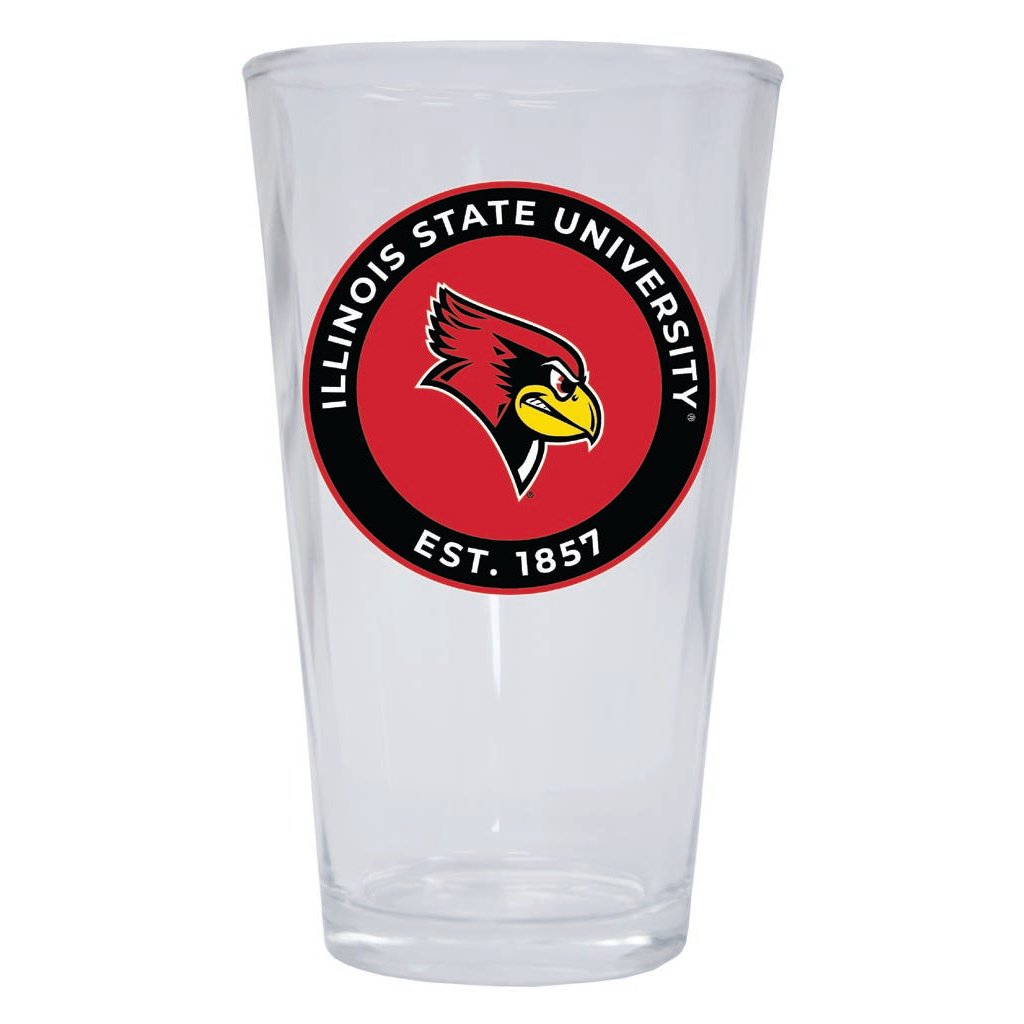 Illinois State Redbirds 16 oz Pint Glass Circle Design Officially Licensed Collegiate Product Image 1