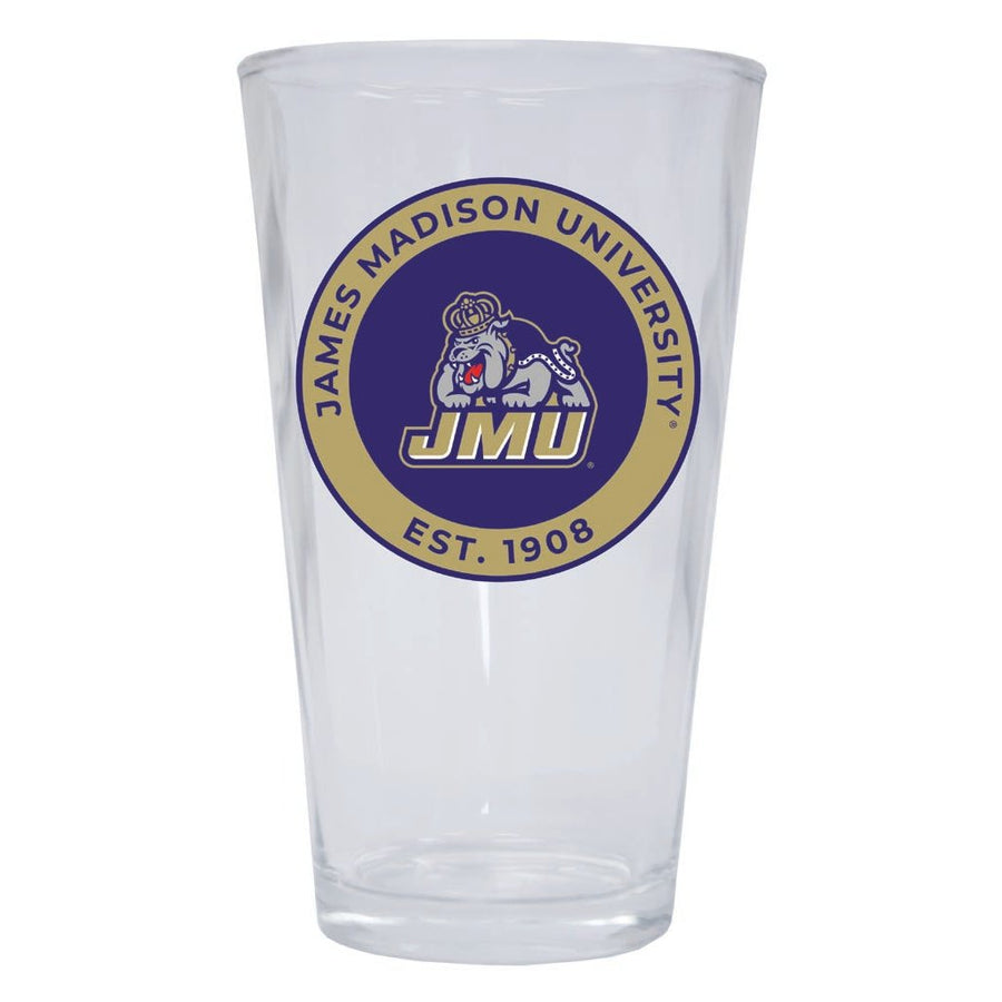 James Madison Dukes 16 oz Pint Glass Circle Design Officially Licensed Collegiate Product Image 1