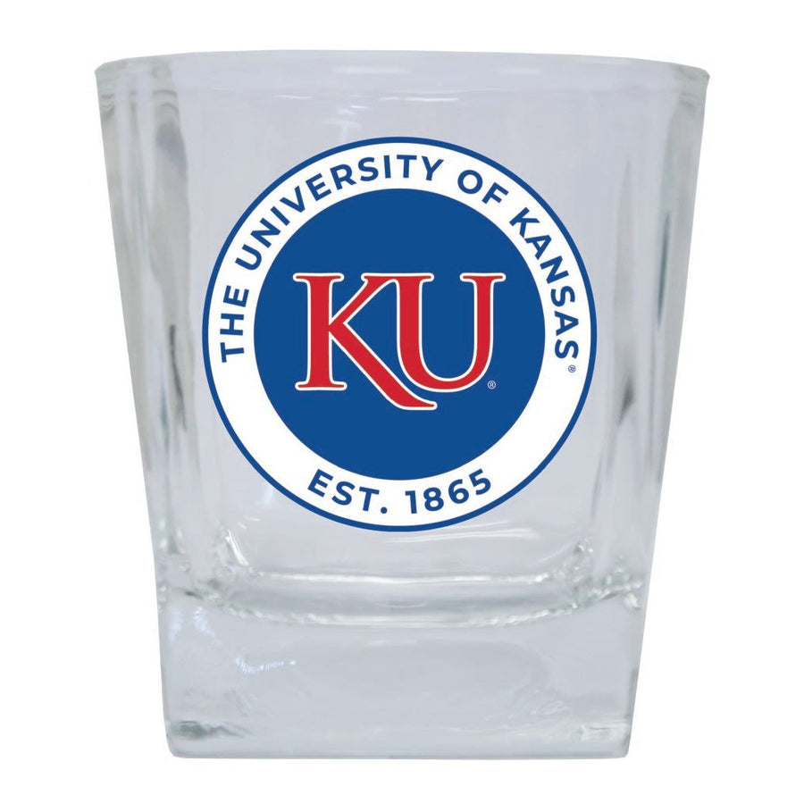 Kansas Jayhawks 10 oz Whiskey Rocks Glass Circle Design Officially Licensed Collegiate Product Image 1