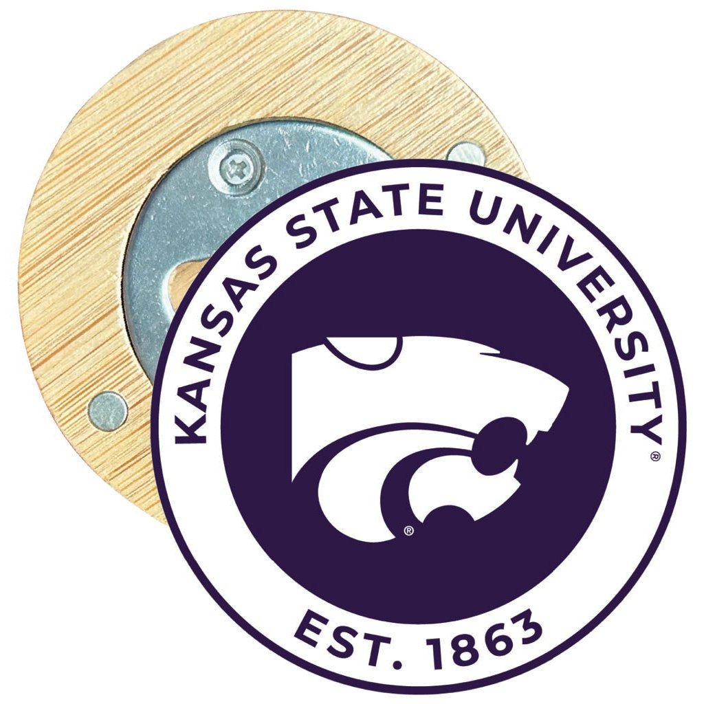 Kansas State Wildcats Round Wood Magnetic Bottle Opener 2.5" Officially Licensed Collegiate Product Image 1