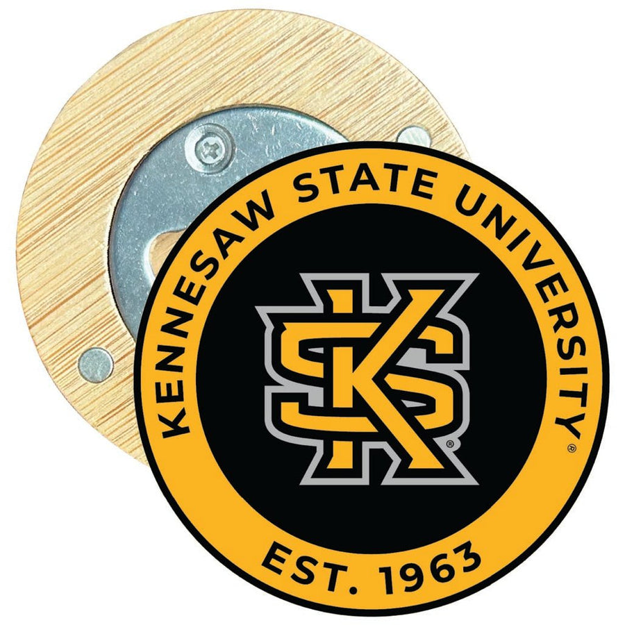 Kennesaw State University Round Wood Magnetic Bottle Opener 2.5" Officially Licensed Collegiate Product Image 1