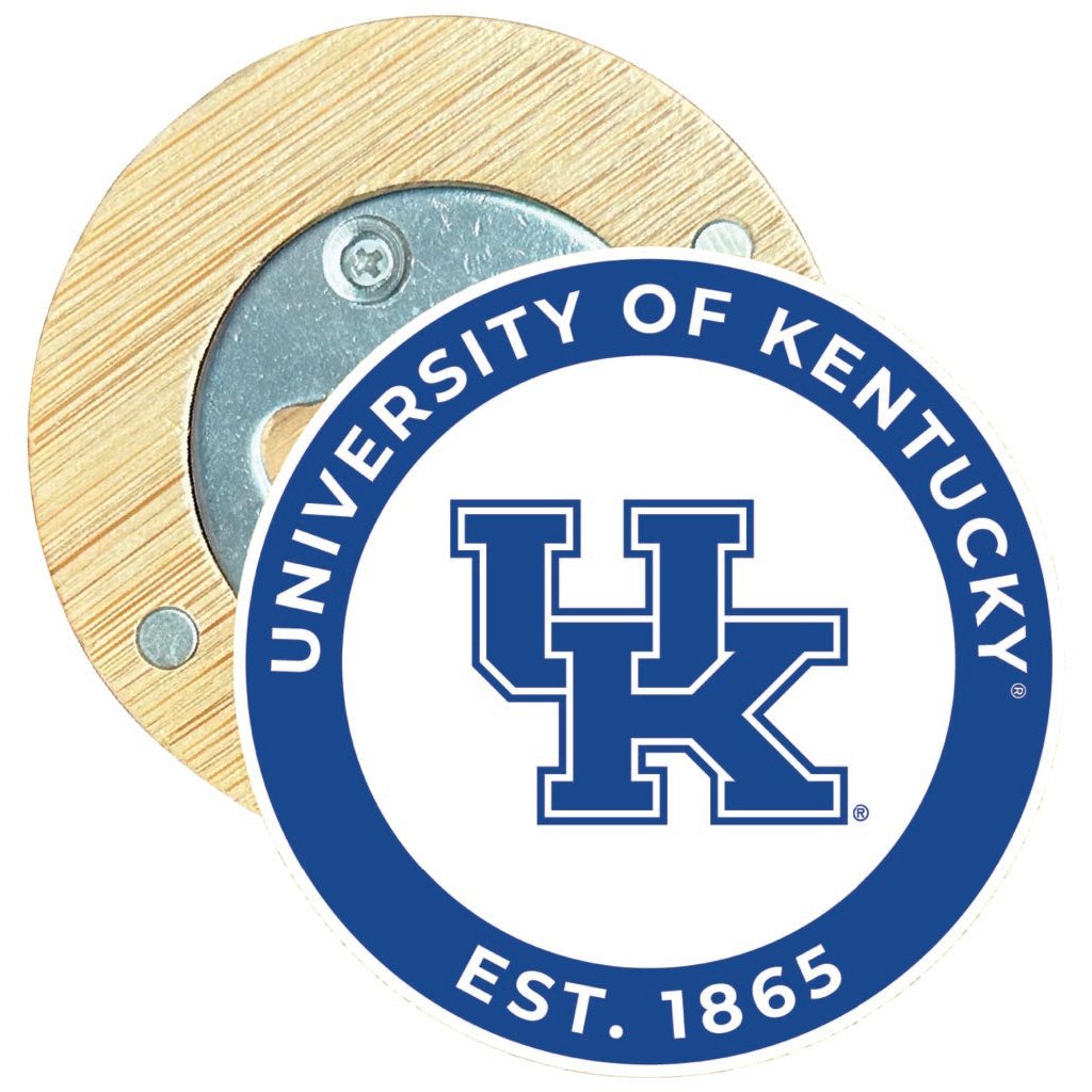 Kentucky Wildcats Round Wood Magnetic Bottle Opener 2.5" Officially Licensed Collegiate Product Image 1