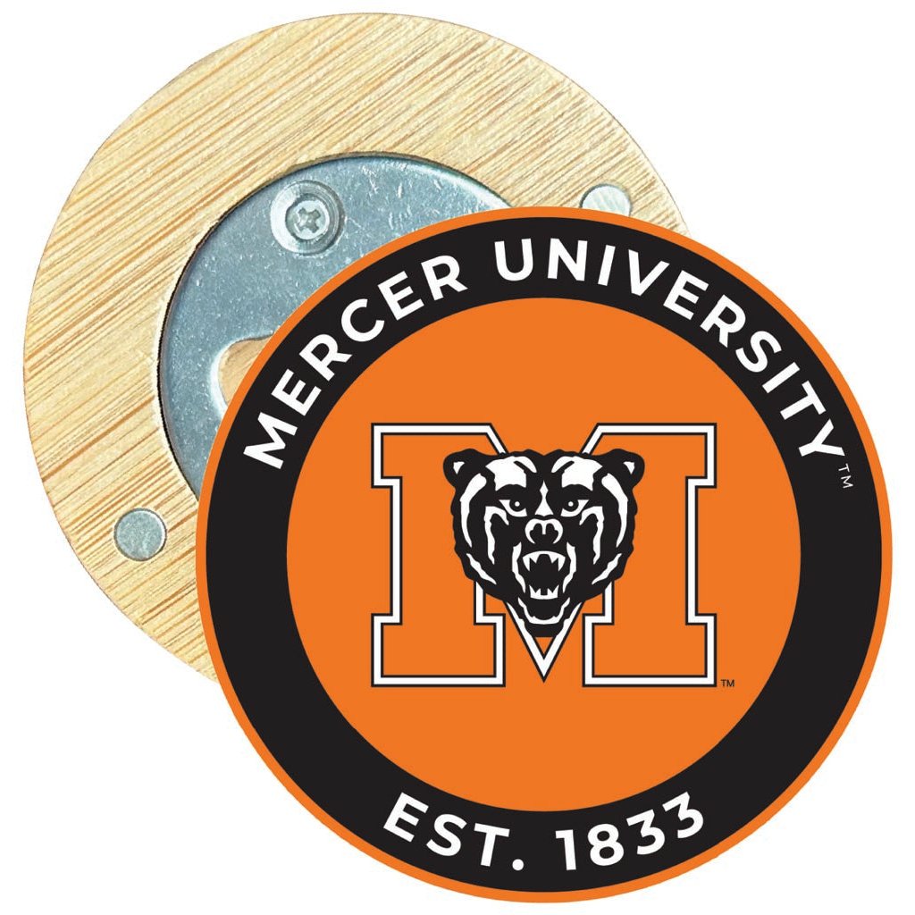 Mercer University Round Wood Magnetic Bottle Opener 2.5" Officially Licensed Collegiate Product Image 1