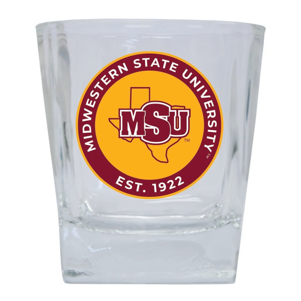 Midwestern State University Mustangs 10 oz Whiskey Rocks Glass Circle Design Officially Licensed Collegiate Product Image 1