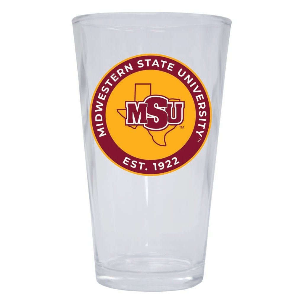 Midwestern State University Mustangs 16 oz Pint Glass Circle Design Officially Licensed Collegiate Product Image 1