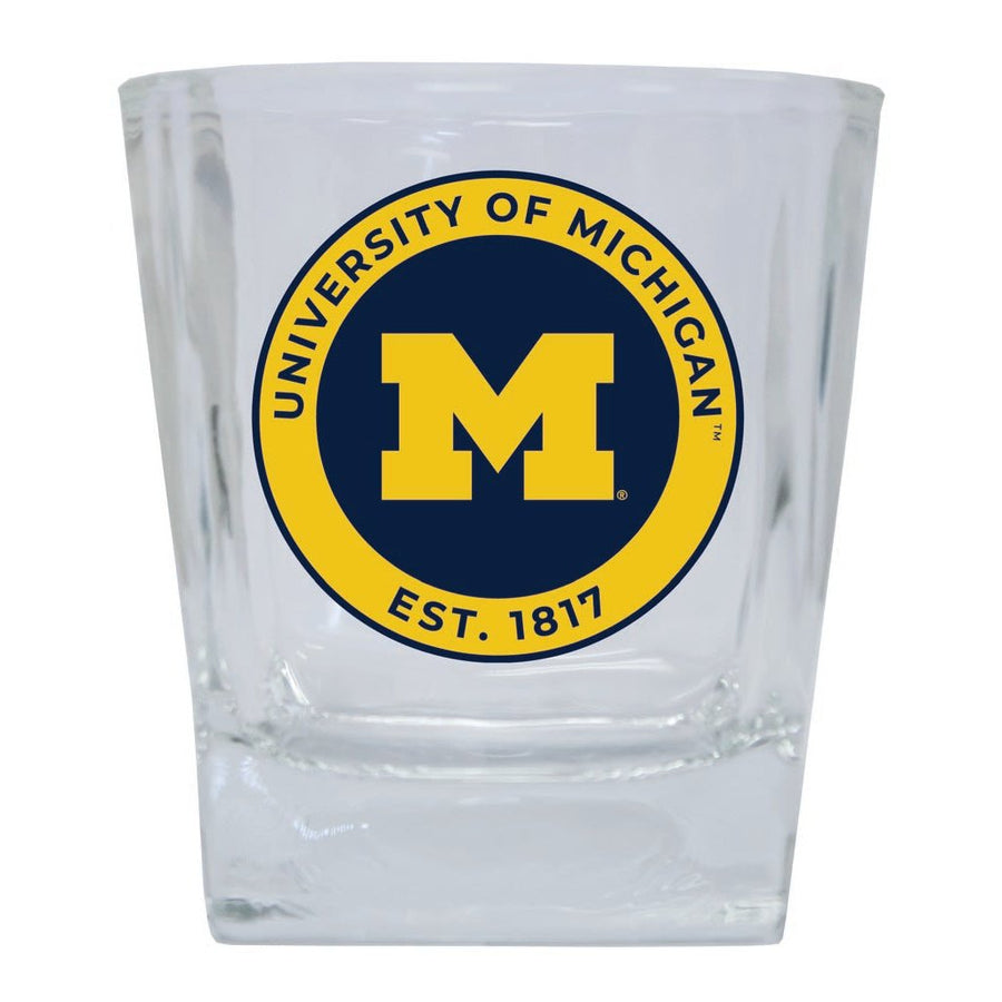 Michigan Wolverines 10 oz Whiskey Rocks Glass Circle Design Officially Licensed Collegiate Product Image 1