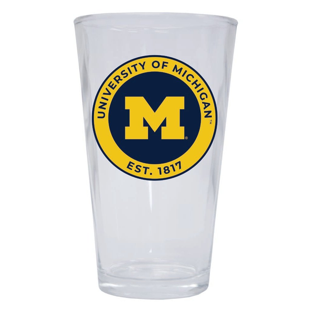 Michigan Wolverines 16 oz Pint Glass Circle Design Officially Licensed Collegiate Product Image 1