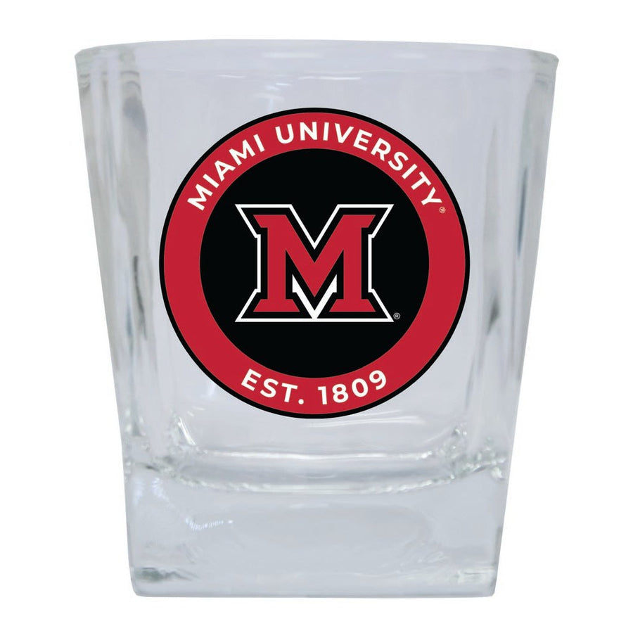 Miami University of Ohio 10 oz Whiskey Rocks Glass Circle Design Officially Licensed Collegiate Product Image 1