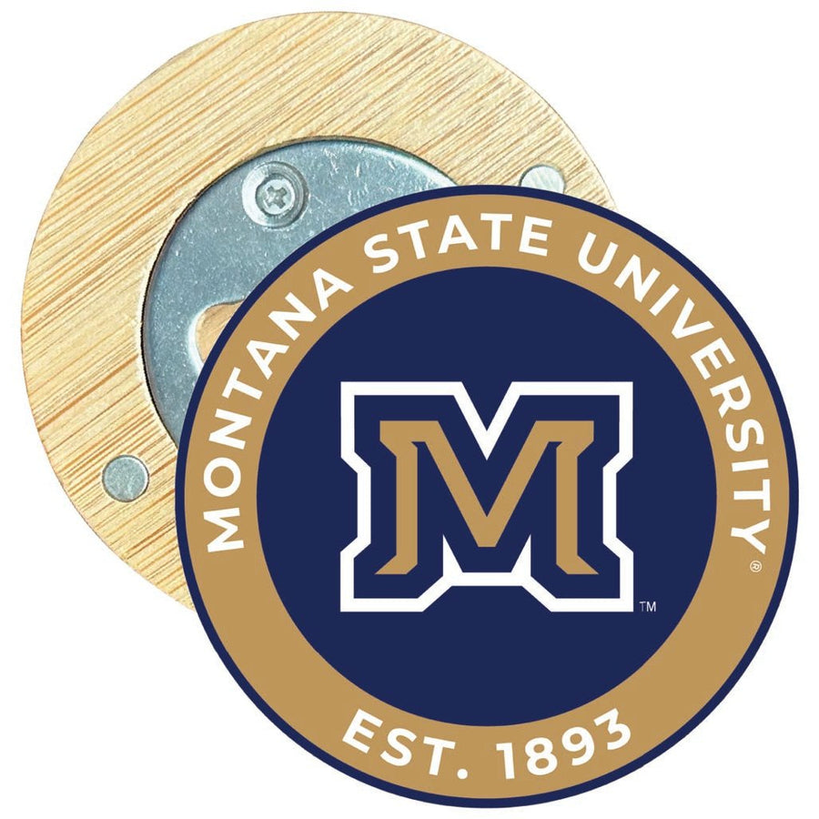 Montana State Bobcats Round Wood Magnetic Bottle Opener 2.5" Officially Licensed Collegiate Product Image 1