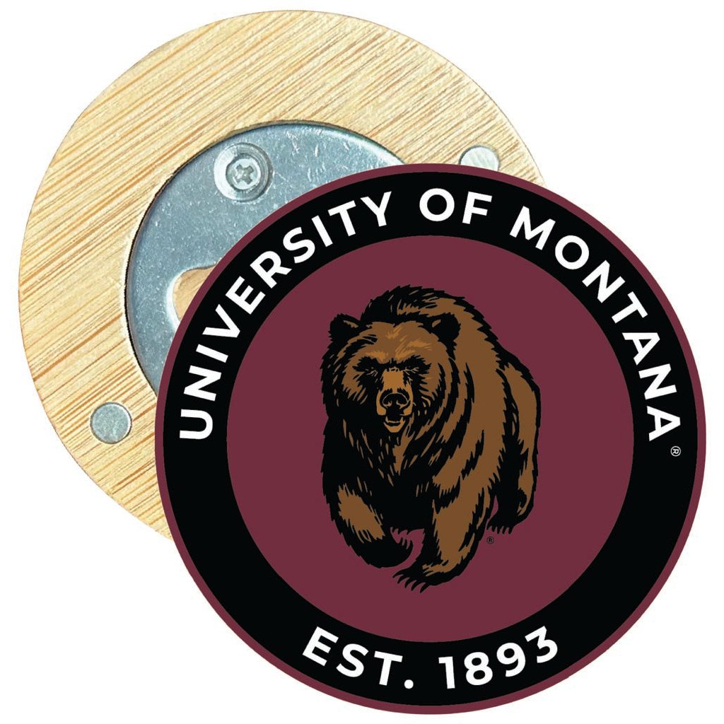 Montana University Round Wood Magnetic Bottle Opener 2.5" Officially Licensed Collegiate Product Image 1