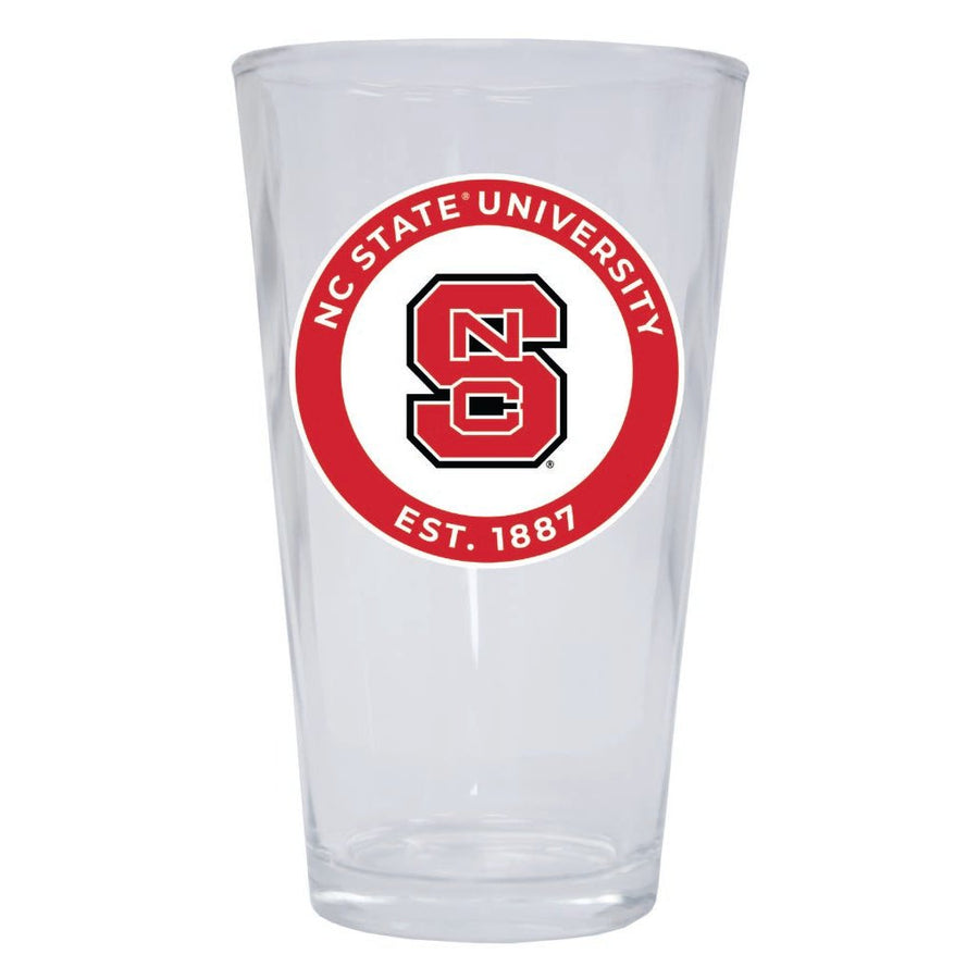 NC State Wolfpack 16 oz Pint Glass Circle Design Officially Licensed Collegiate Product Image 1