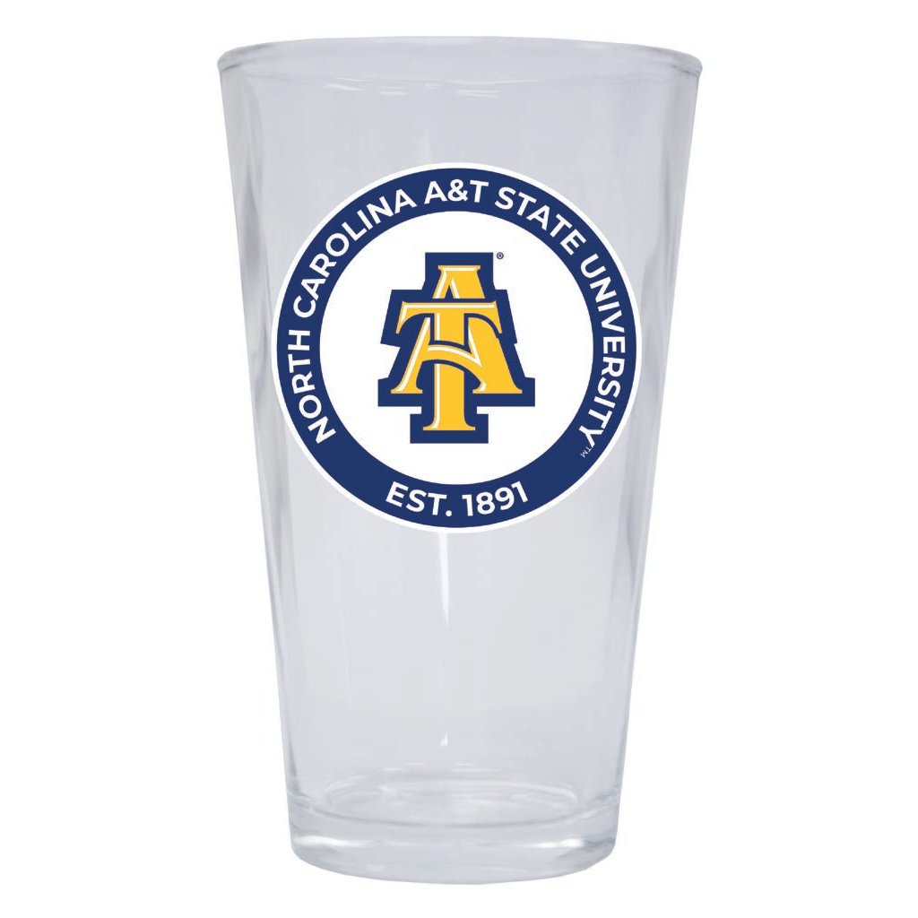 North Carolina AandT State Aggies 16 oz Pint Glass Circle Design Officially Licensed Collegiate Product Image 1