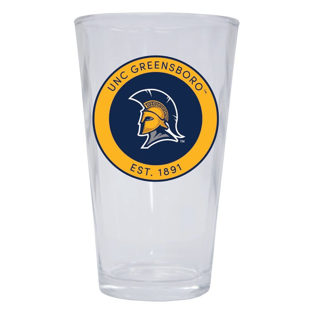 North Carolina Greensboro Spartans 16 oz Pint Glass Circle Design Officially Licensed Collegiate Product Image 1