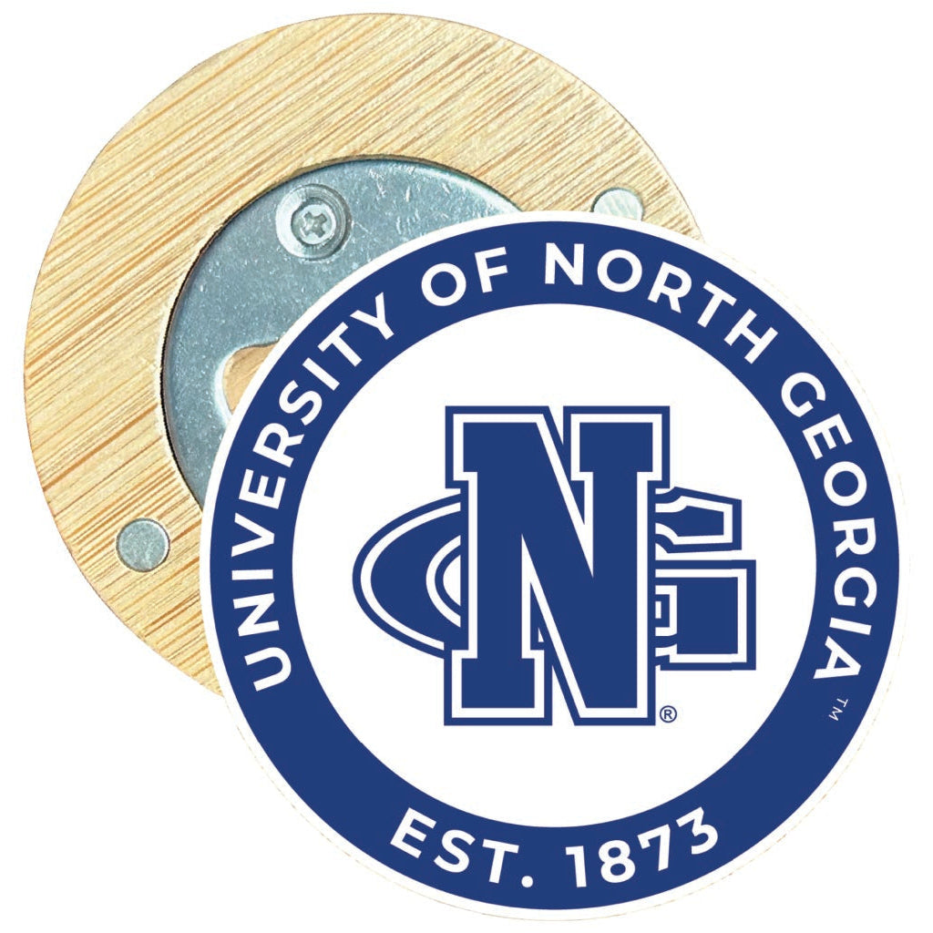 North Georgia Nighthawks Round Wood Magnetic Bottle Opener 2.5" Officially Licensed Collegiate Product Image 1