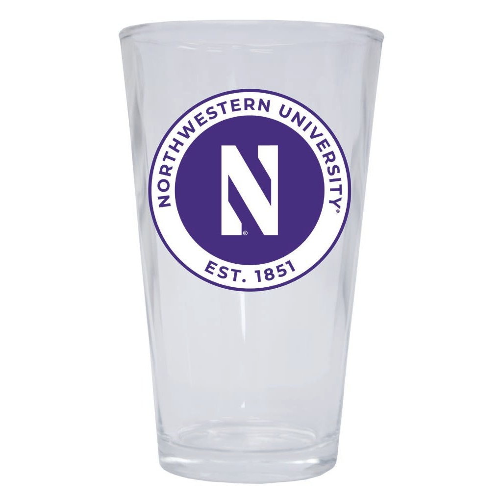 Northwestern University Wildcats 16 oz Pint Glass Circle Design Officially Licensed Collegiate Product Image 1