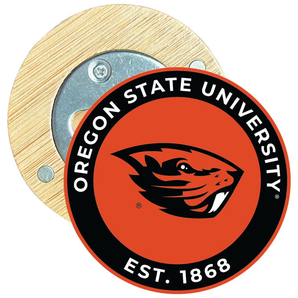 Oregon State Beavers Round Wood Magnetic Bottle Opener 2.5" Officially Licensed Collegiate Product Image 1