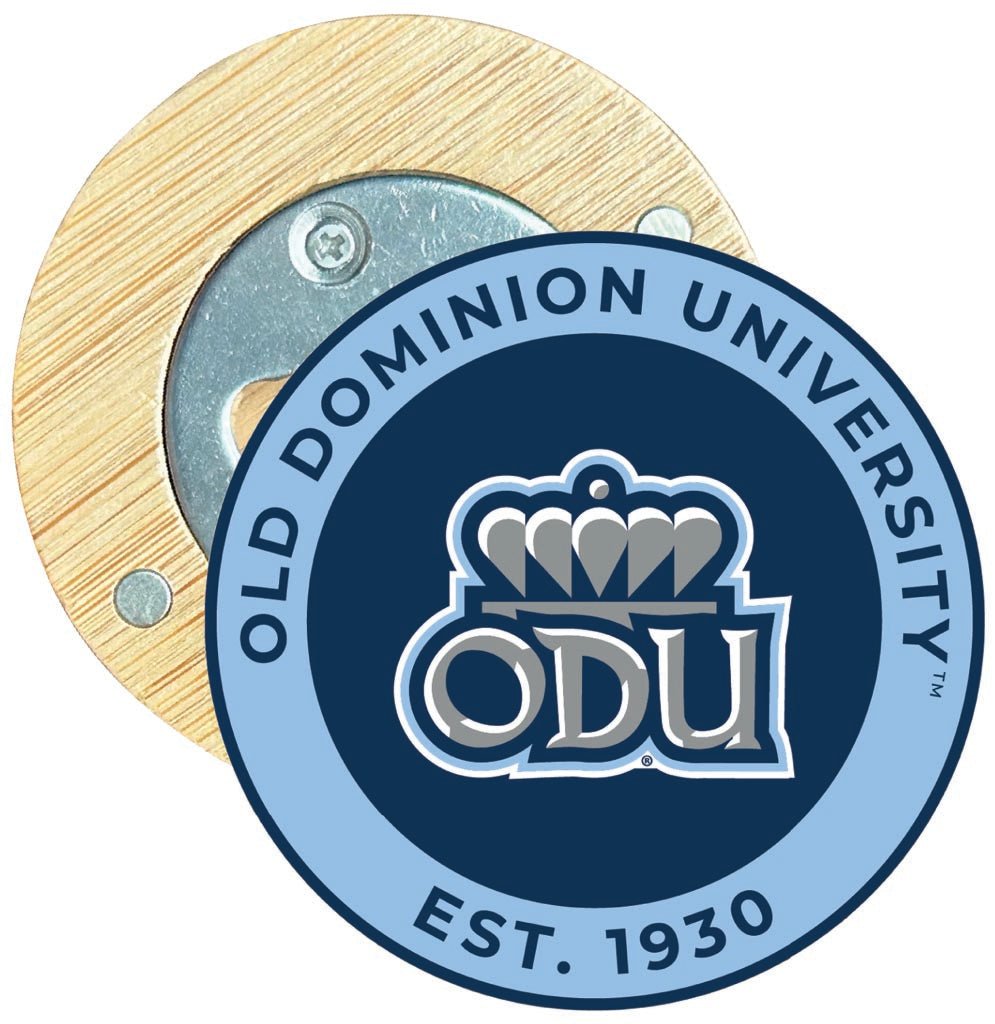 Old Dominion Monarchs Round Wood Magnetic Bottle Opener 2.5" Officially Licensed Collegiate Product Image 1