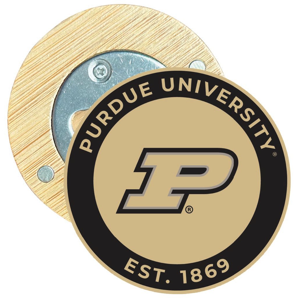 Purdue Boilermakers Round Wood Magnetic Bottle Opener 2.5" Officially Licensed Collegiate Product Image 1