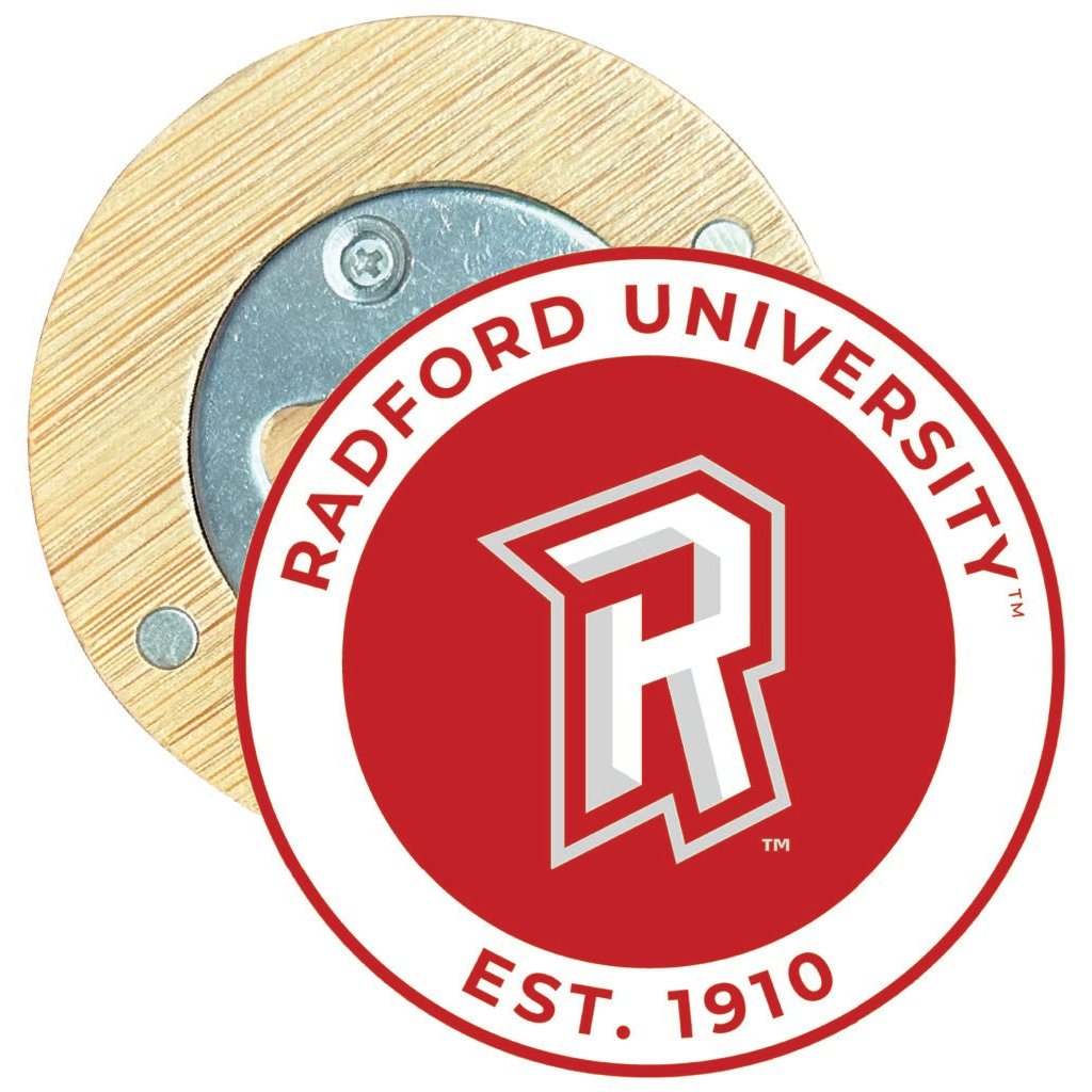 Radford University Highlanders Round Wood Magnetic Bottle Opener 2.5" Officially Licensed Collegiate Product Image 1