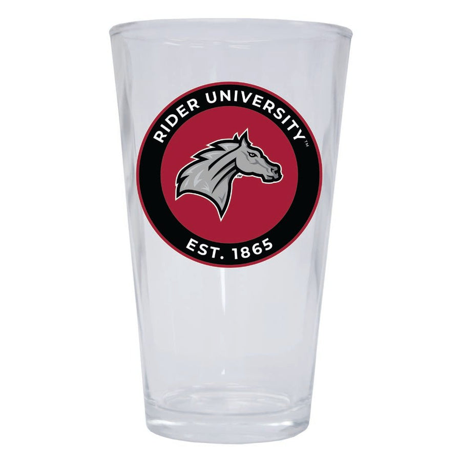 Rider University Broncs 16 oz Pint Glass Circle Design Officially Licensed Collegiate Product Image 1