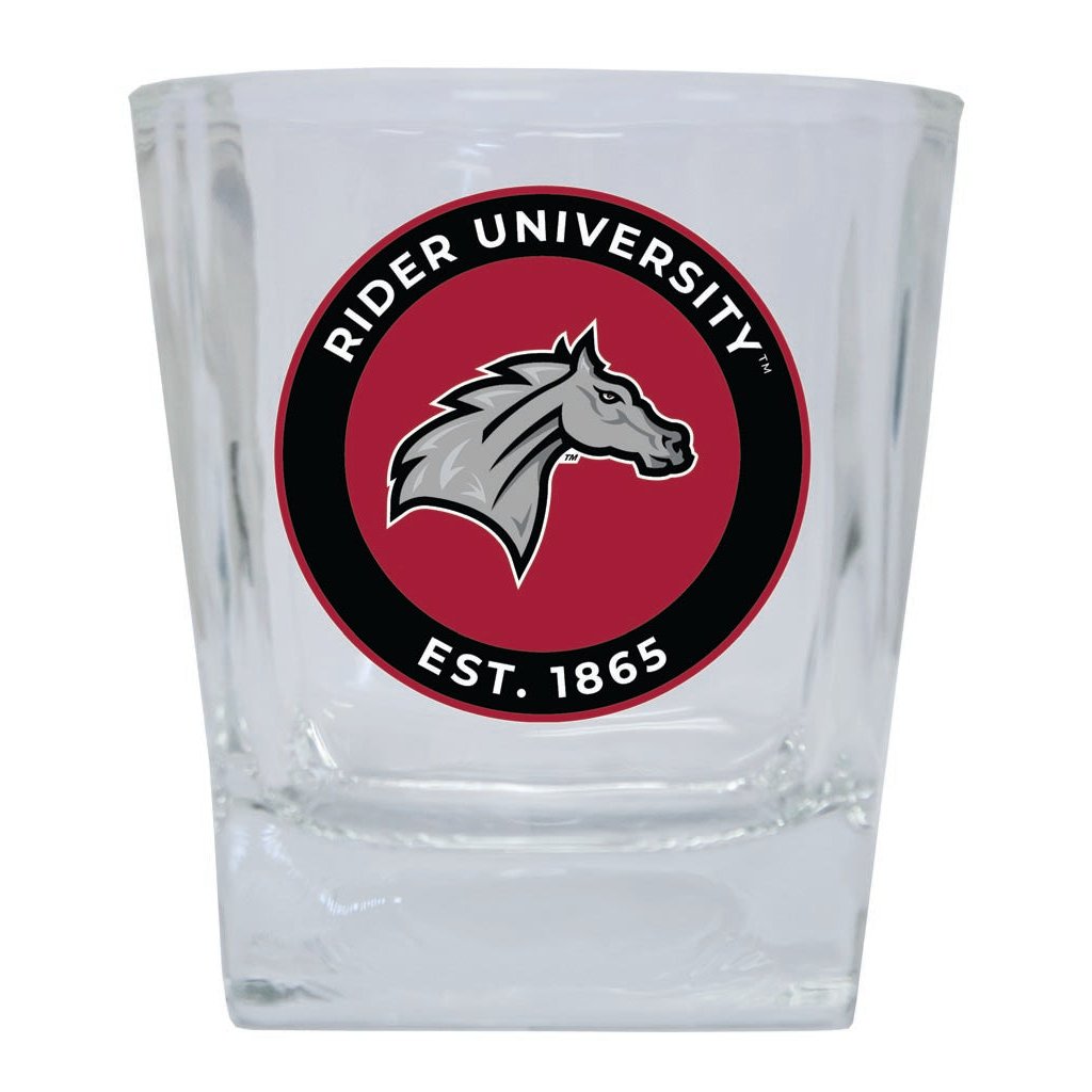 Rider University Broncs 10 oz Whiskey Rocks Glass Circle Design Officially Licensed Collegiate Product Image 1