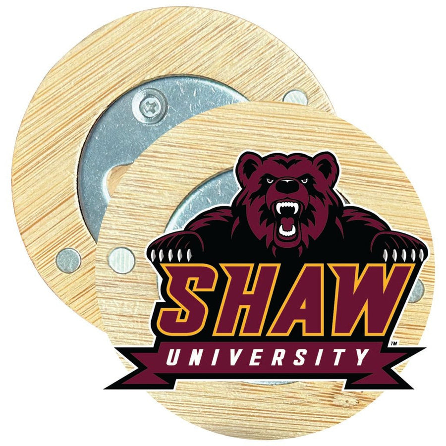 Shaw University Bears Round Wood Magnetic Bottle Opener 2.5" Officially Licensed Collegiate Product Image 1