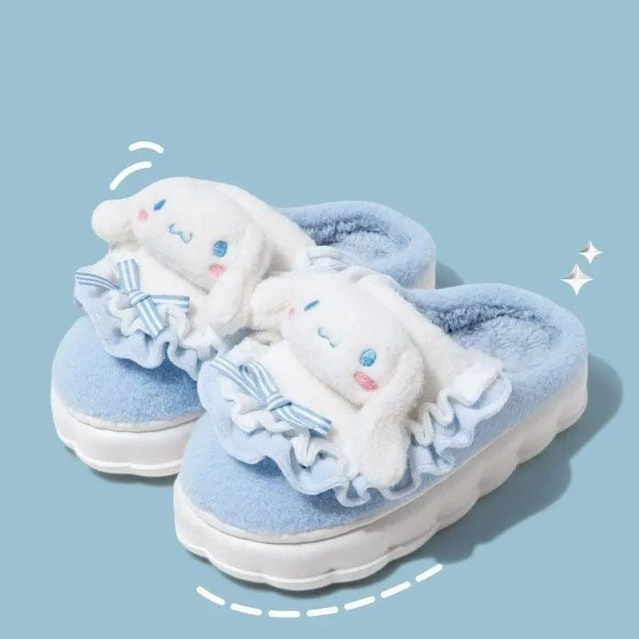 Hello Kitty Plush Slippers Kuromi Cinnamoroll Kawaii Flat Shoes Image 6