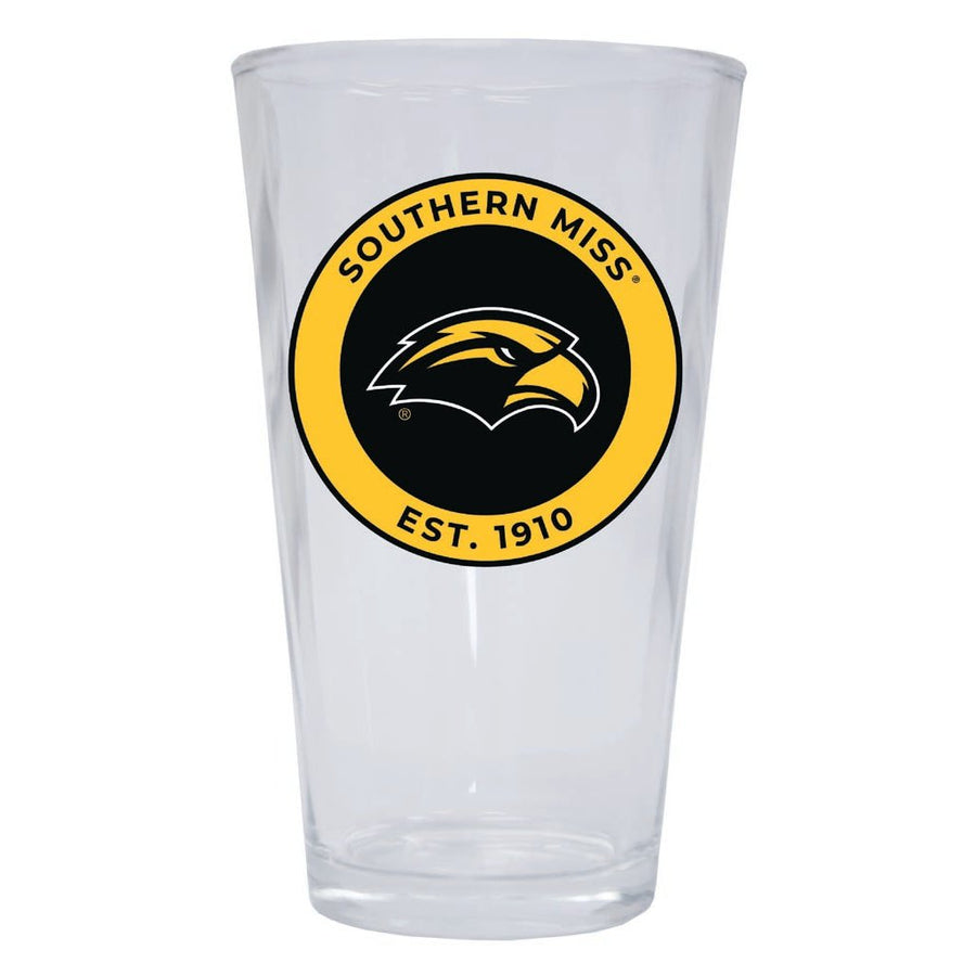 Southern Mississippi Golden Eagles 16 oz Pint Glass Circle Design Officially Licensed Collegiate Product Image 1