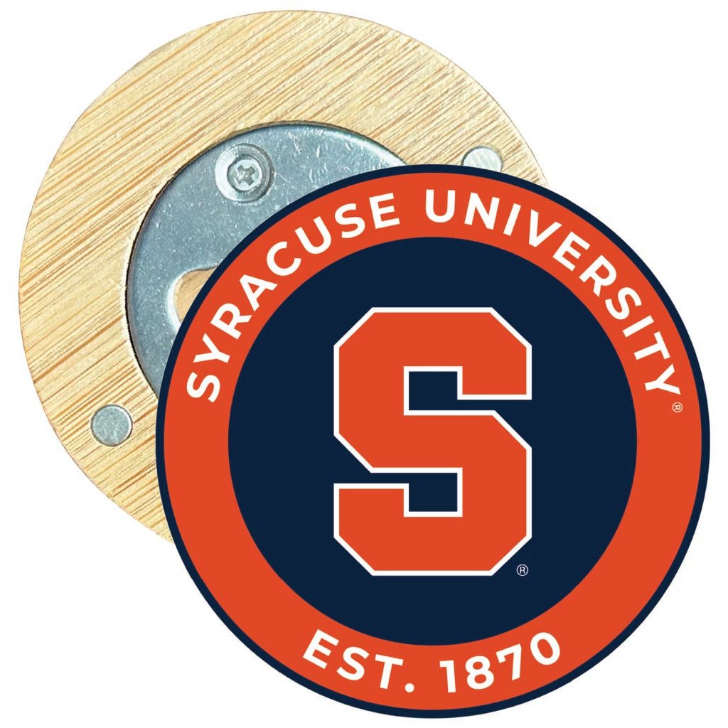 Syracuse Orange Round Wood Magnetic Bottle Opener 2.5" Officially Licensed Collegiate Product Image 1