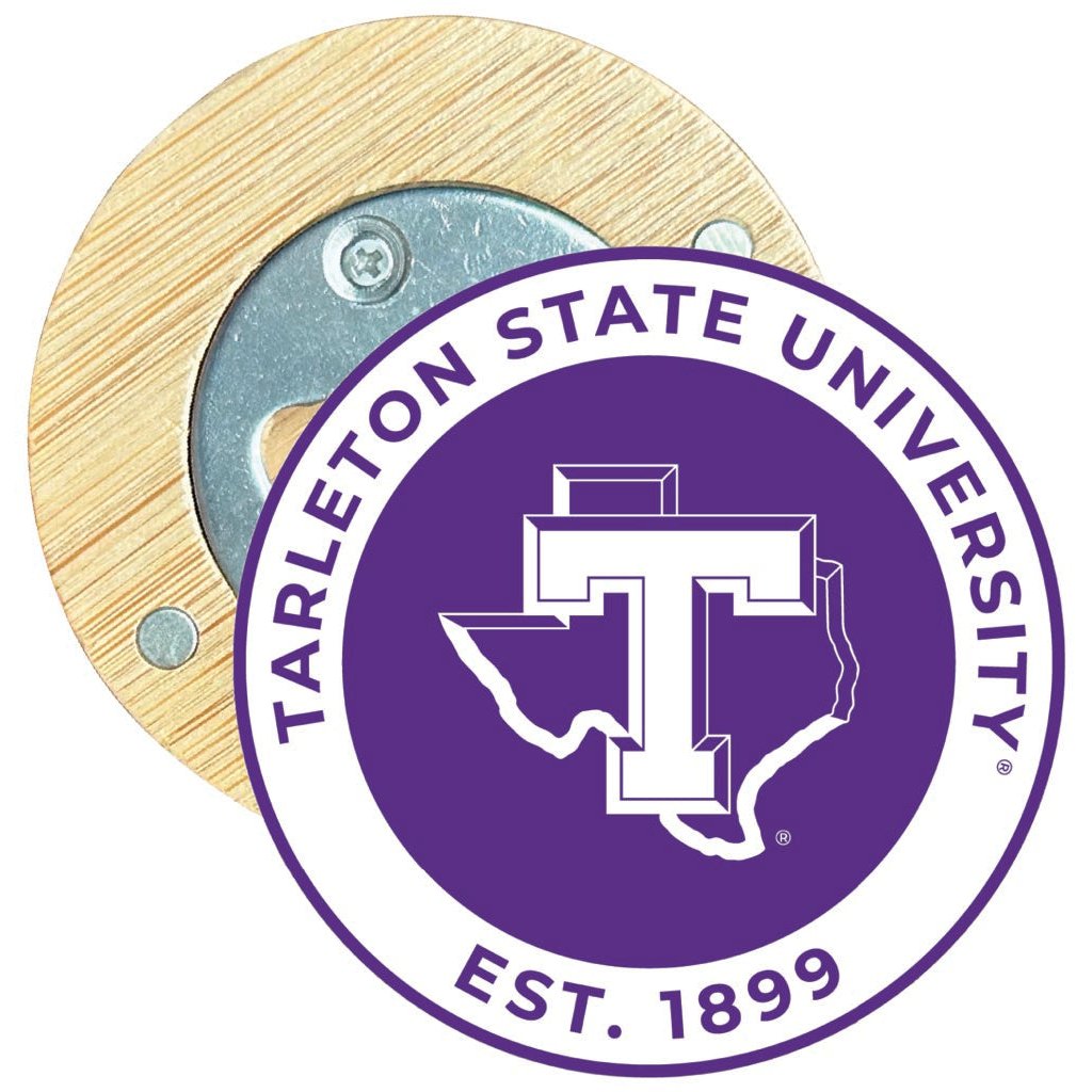 Tarleton State University Round Wood Magnetic Bottle Opener 2.5" Officially Licensed Collegiate Product Image 1