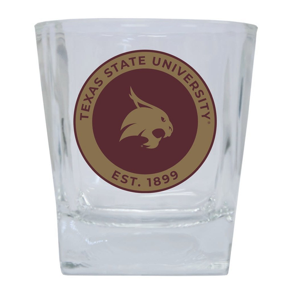 Texas State Bobcats 10 oz Whiskey Rocks Glass Circle Design Officially Licensed Collegiate Product Image 1