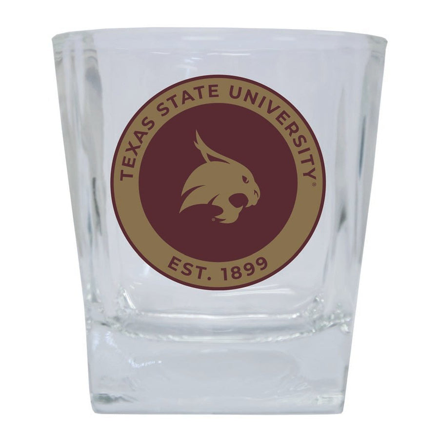 Texas State Bobcats 10 oz Whiskey Rocks Glass Circle Design Officially Licensed Collegiate Product Image 1