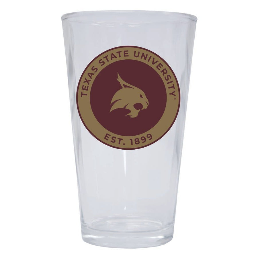 Texas State Bobcats 16 oz Pint Glass Circle Design Officially Licensed Collegiate Product Image 1